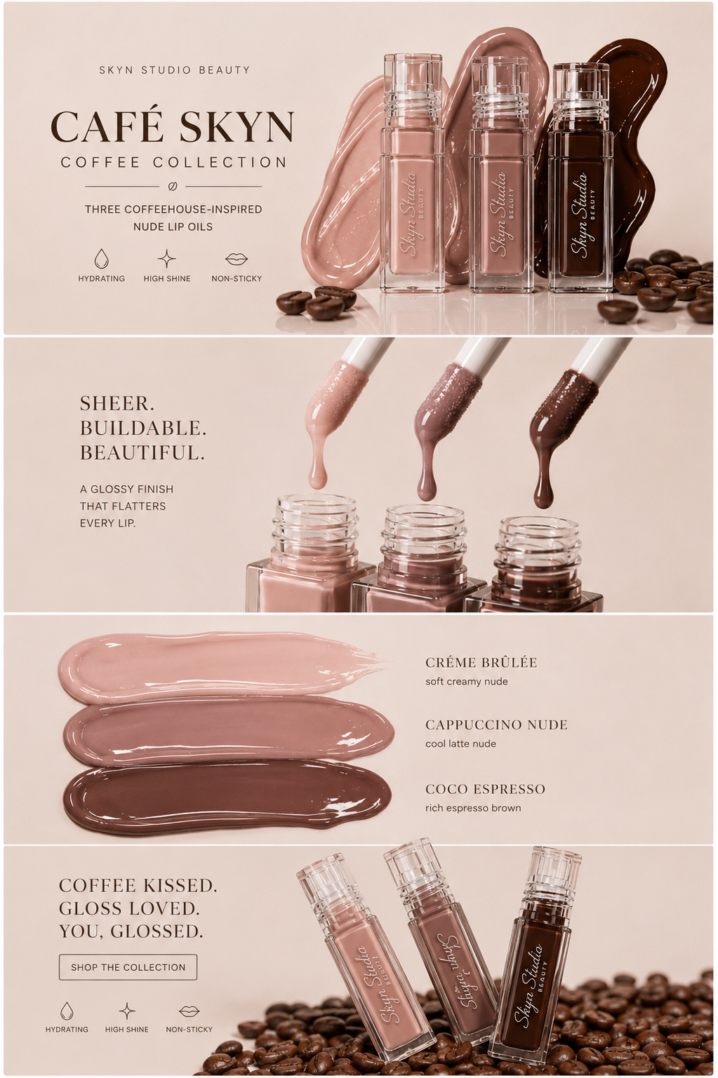 Cafe Skyn Coffee Nude Collection Lip Oils