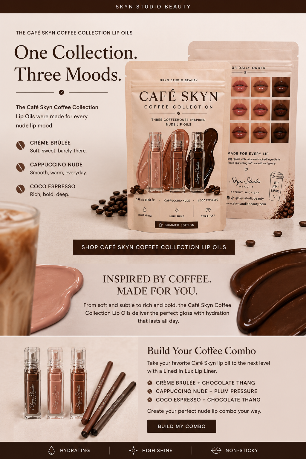 Cafe Skyn Coffee Nude Collection Lip Oils