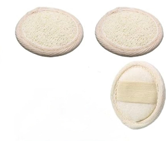 Loofah reusable exfoliating face scrubber w/finger slots